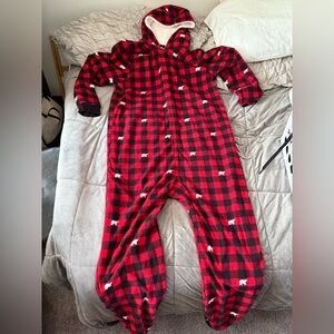 Adult- Place(the children’s place “adults”) Red and Black Plaid Pajamas onesie